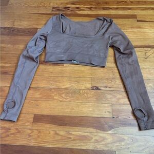SHEIN Chocolate Brown Long Sleeve Crop Top